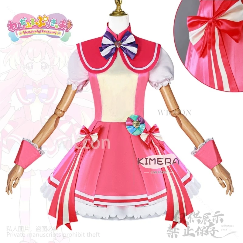 Anime Wonderful Precure! Cure Wonderful Cosplay Fancy Inukai Komugi Costume Dress Lovely Uniform Lolita Wig For Girls Woman Cust