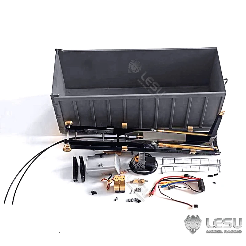 Metal Waste Bin Tank D Set Include Pump Valve Hydraulic Cylinder ESC Oil Tank For LESU 1/14 RC Dumper Truck TAMIYAYA TH19760