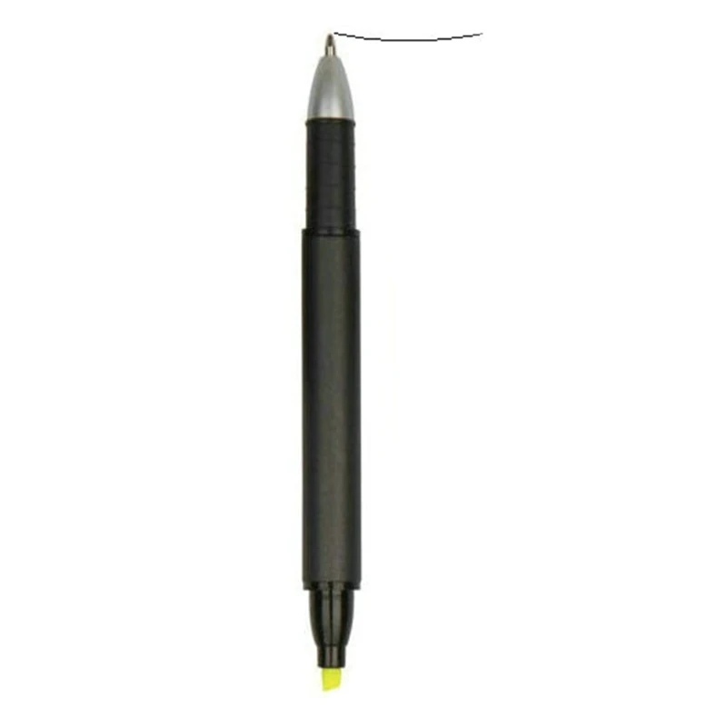 Portable 2-in-1 Yellow Highlighter Pen Chisel-tip Marker Pen Black Gel Pen Bullet Nib for Planner Business Notepad