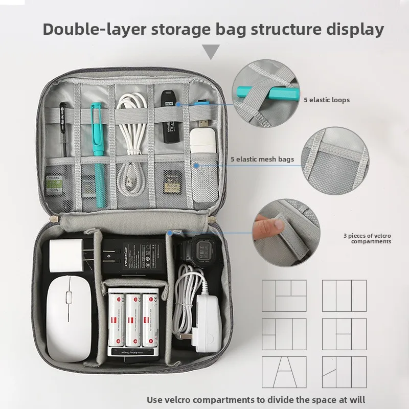 Digital Bag Phone Data Cable Power Bank Storage Bag Storage Box USB Flash Drive Multifunctional Digital Bag Separated Makeup Bag