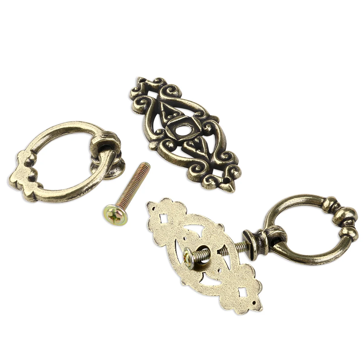 12Pcs Zinc Alloy Vintage Style Cabinet Drawer Pull Handles Door Knobs for Wardrobe Cupboard Kitchen Cabinet Furniture