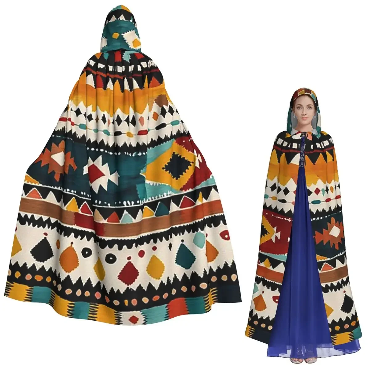 

Индийская живопись индейский ацтекский этнический узор длинный плащ с капюшоном ведьма средневековый костюм накидка для косплея Хэллоуин вампир