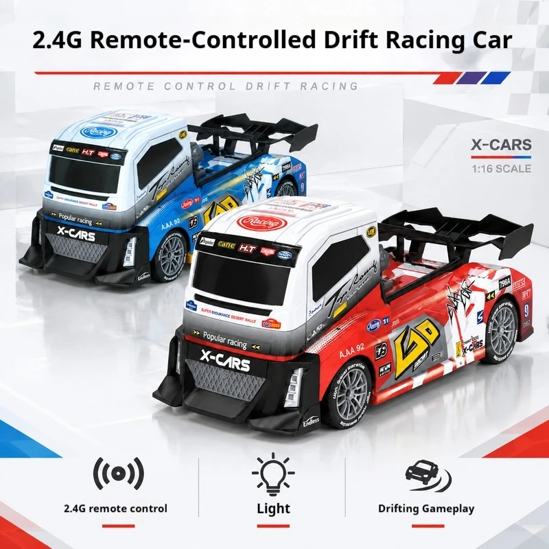 X CARS Rc Drift Car 1 16 Scale 2 4Ghz 4Wd High Speed Remote Control Racing Truck With Led Light For Adult Hobby