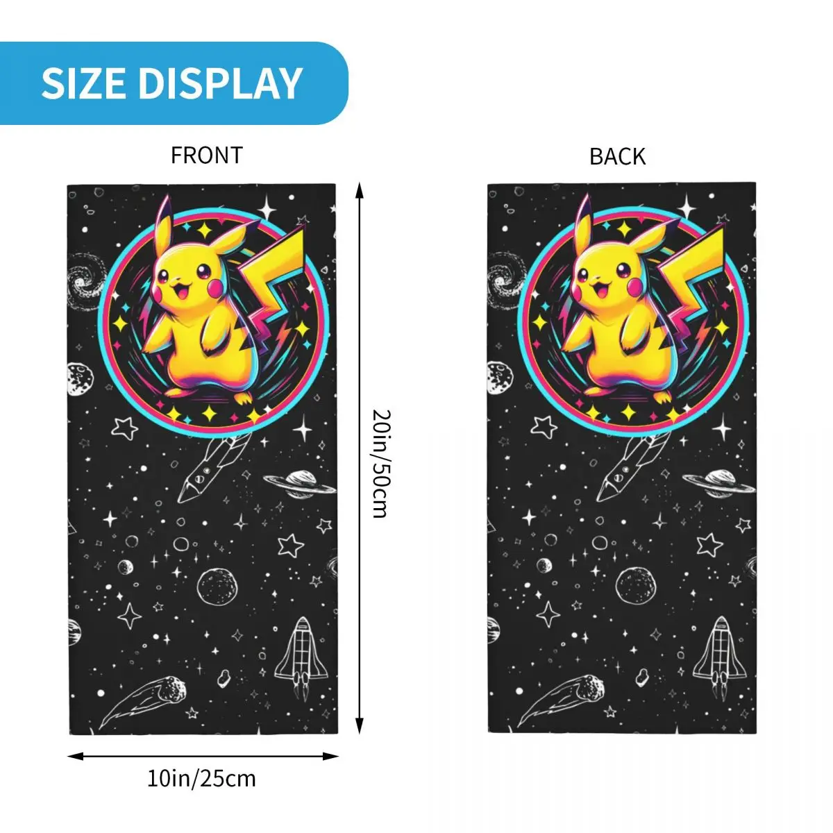 일본 만화 애니메이션 포켓몬 모토크로스 반다나 목 커버, 피카츄 얼굴 스카프, 다용도 사이클링 라이딩, 남녀 공용, 사계절
