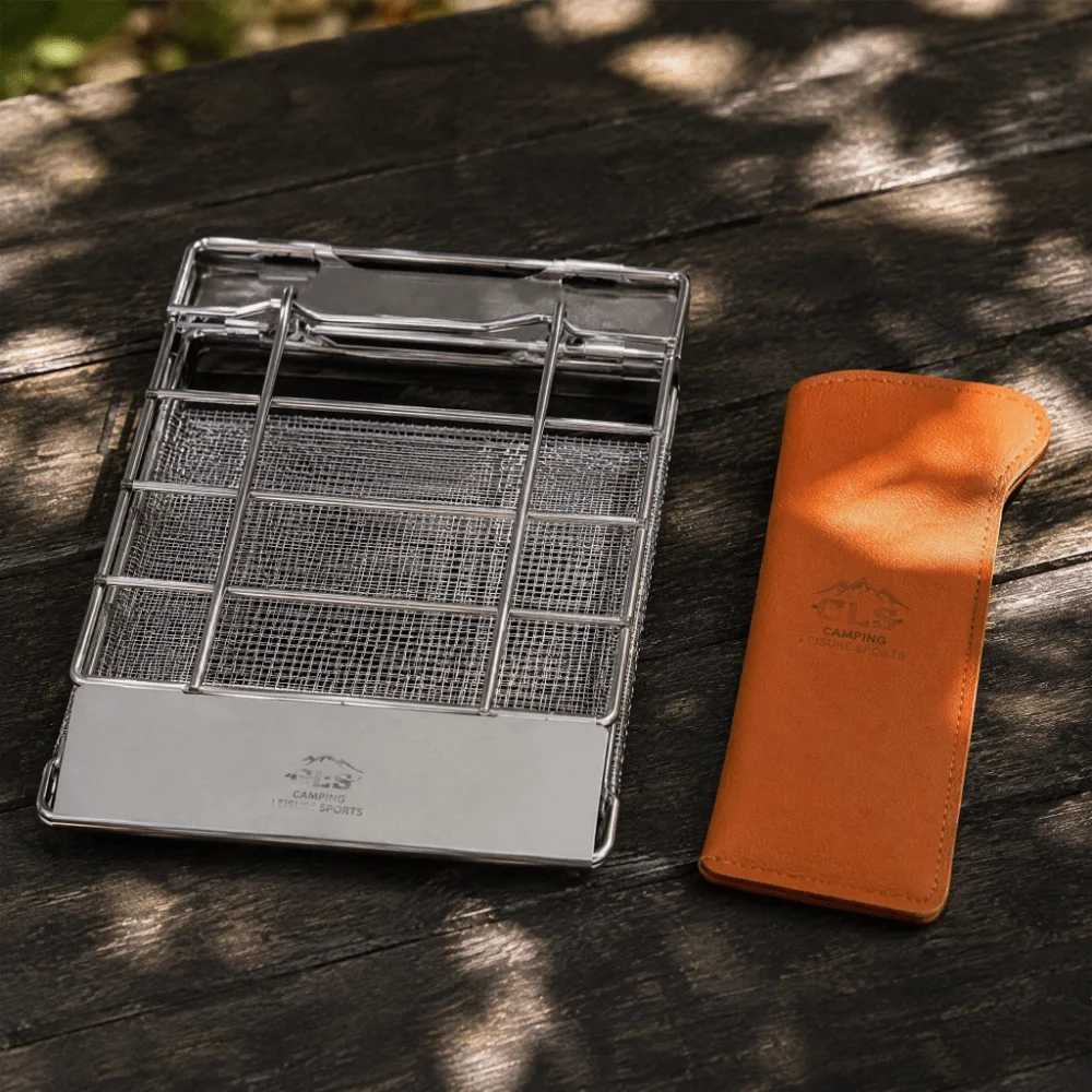 Convenient Stainless Steel Outdoor Toast Toaster Rack Foldable Rectangular Bread Rack Handheld Oven Grill Hiking Picnic