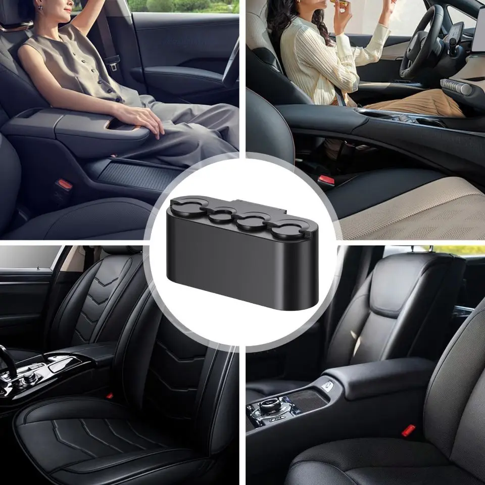 Creative Large Capacity Car Coin Clip Organiser Box Removable Four Position Coin Change Storage Money USD Euro Dispenser Safes