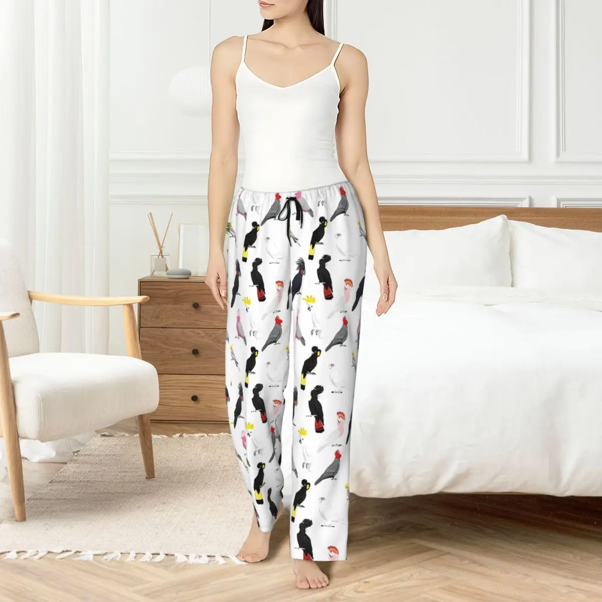 

Женские пижамные штаны с попугаем и птицей на заказ, милая одежда для сна с попугаем и карманами