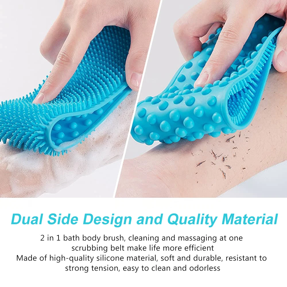 Silicone Back Scrubber Soft Loofah Bath Towel Bath Belt Body Exfoliating Massage for Shower Body Cleaning Bathroom Shower Strap