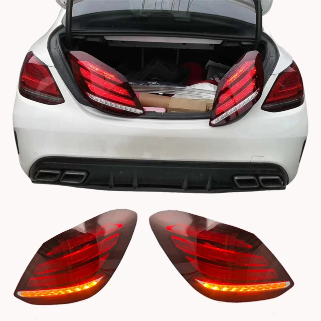 Picture 3: For W205 C Class 2014-2019 LED Taillights Upgrade W222 S Class Design Dynamic Turn Signal Lamp