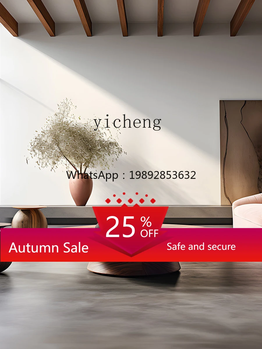 

High-Grade Solid Wood Sofa and Tea Table Living Room Home Small round Table Minimalist Side Table