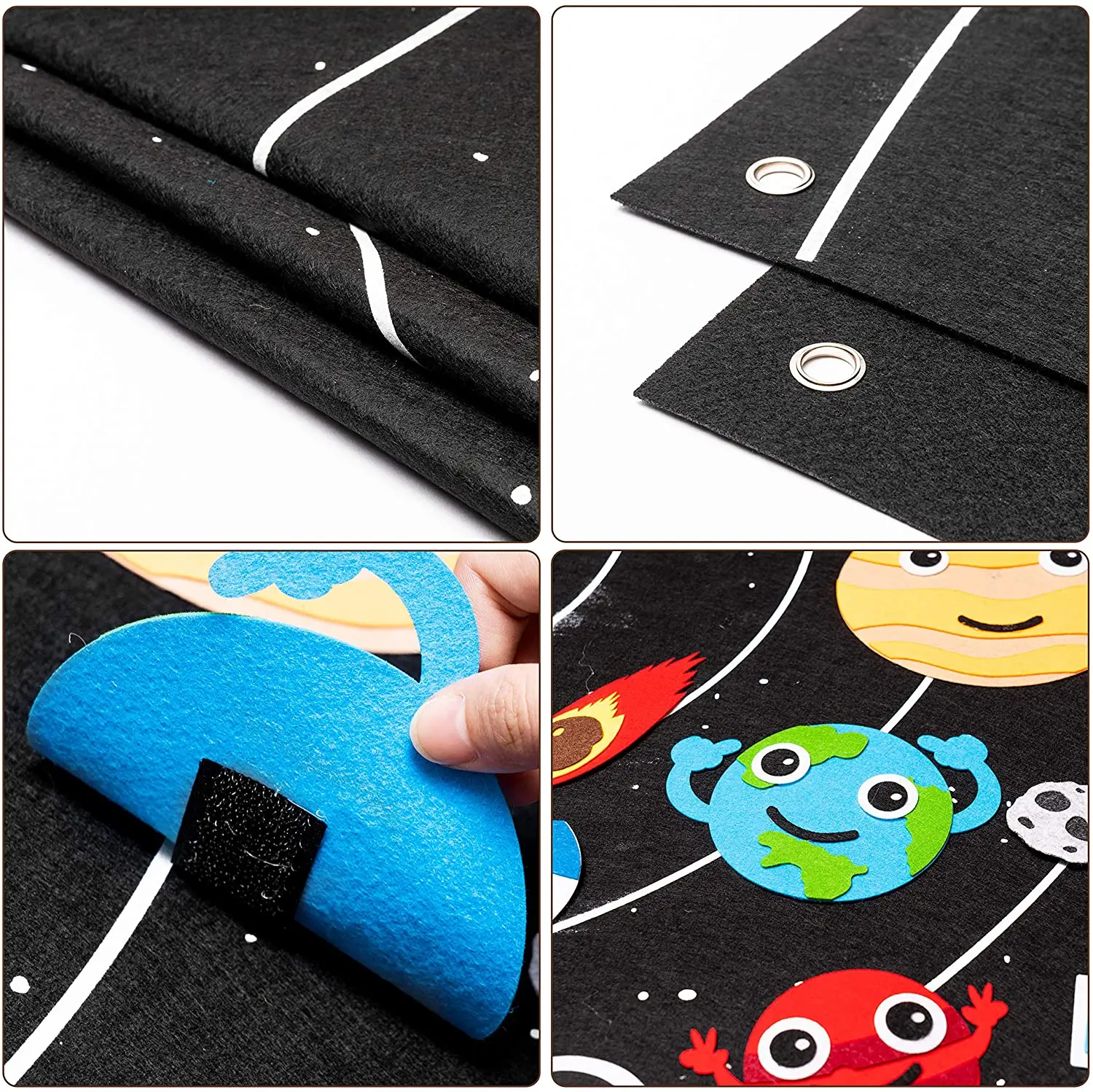 Outer Space Felt Montessori Board Baby Busy Learning Story Book Solar System Universe Flannel Interactive Play Mat