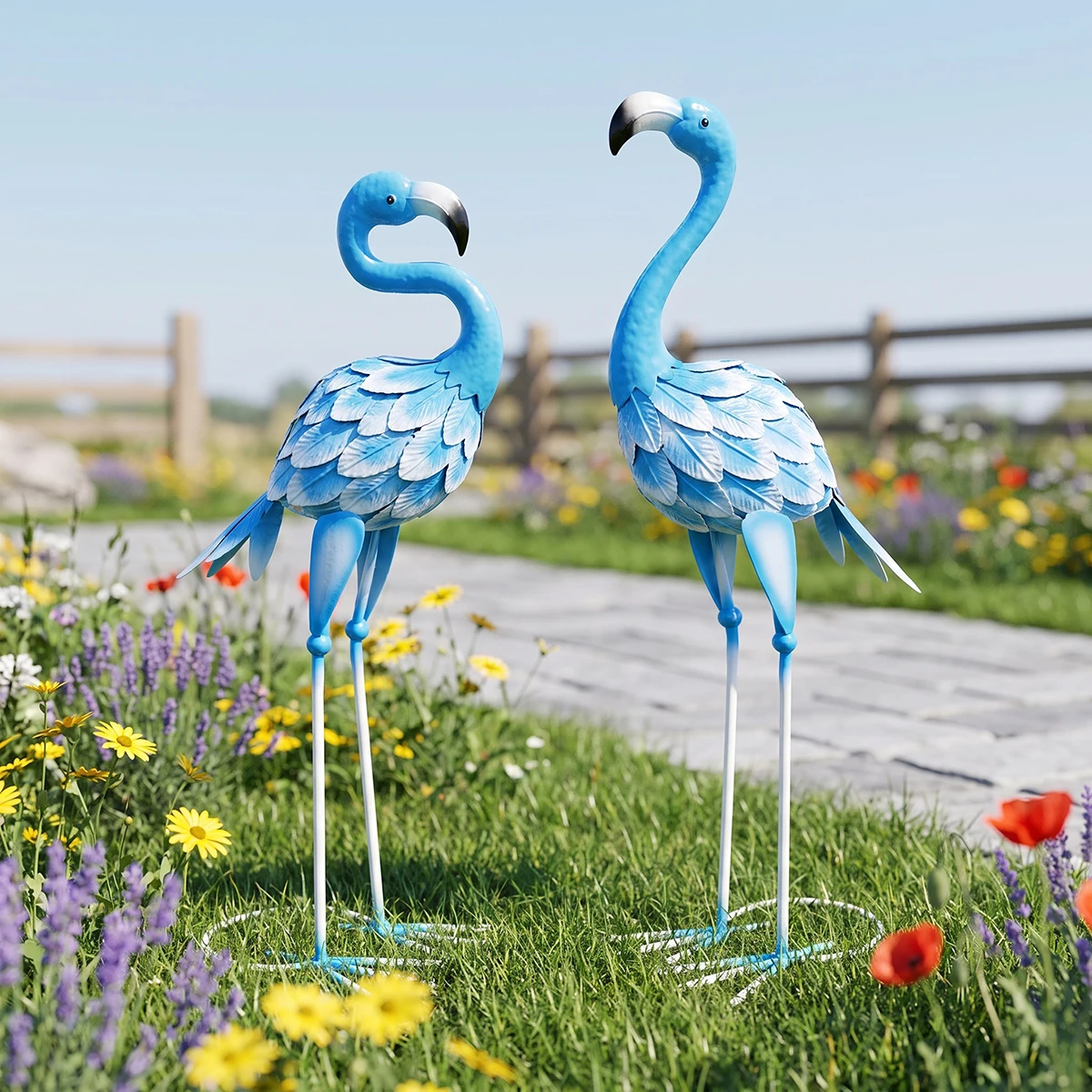 Imagen 7: GEEYANG Estatua de Flamingo de Metal Grande para Jardín, Escultura para Decoración de Interiores, Exteriores, Patio, Césped, Regalo Perfecto para el Día de la Madre o Boda
