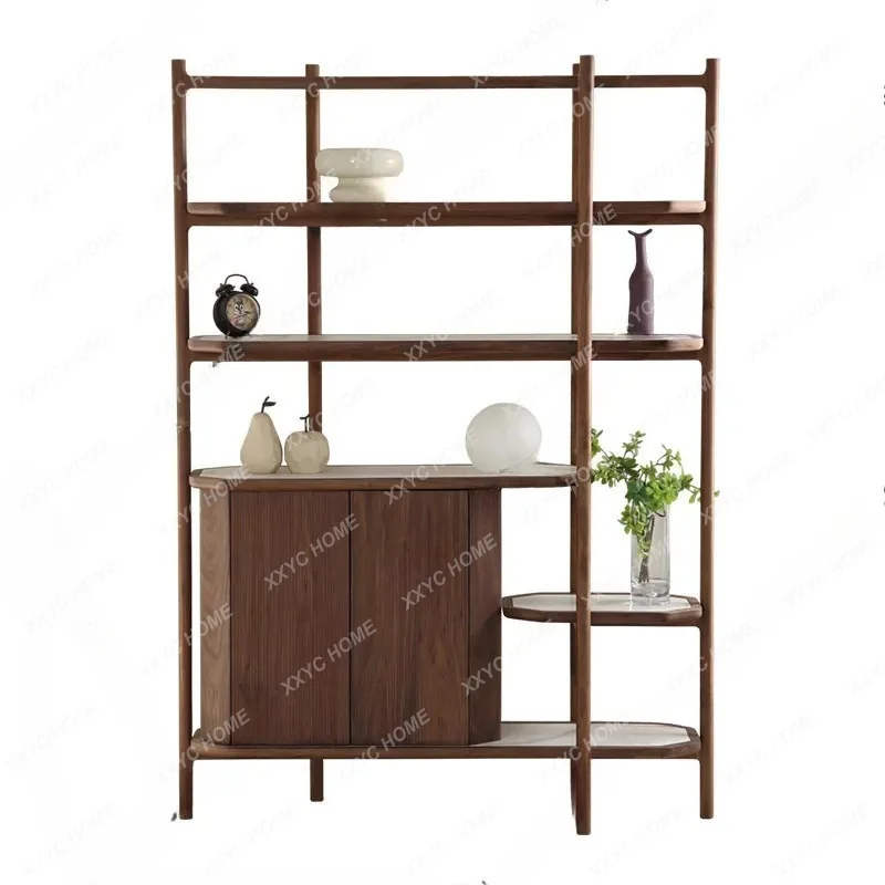 Xsolid wood bookcase multi-layer large-capacity locker living room shelf bookshelf floor decorative cabinet