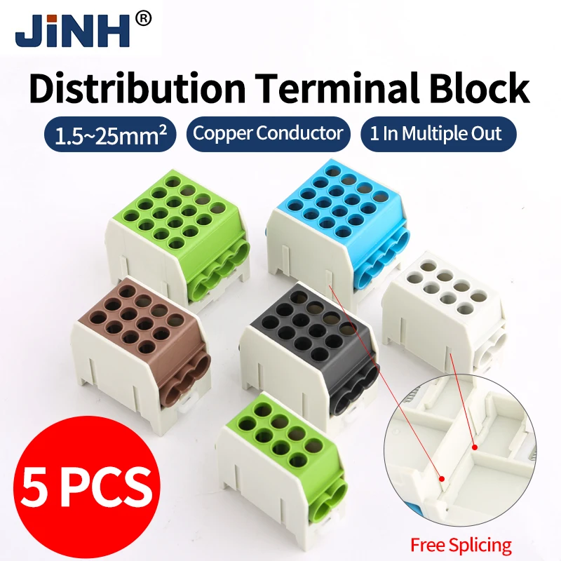 

JINH 5Pcs Honeycomb Distribution Terminal Blocks JHT3 100A Splice Wire Connector Connectivity 25mm Universal Wiring Tool Power