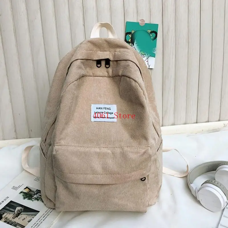 Women Casual Corduroy Backpack with Pendant School Bag Travel College Daypack Female Girls Rucksack Handbags
