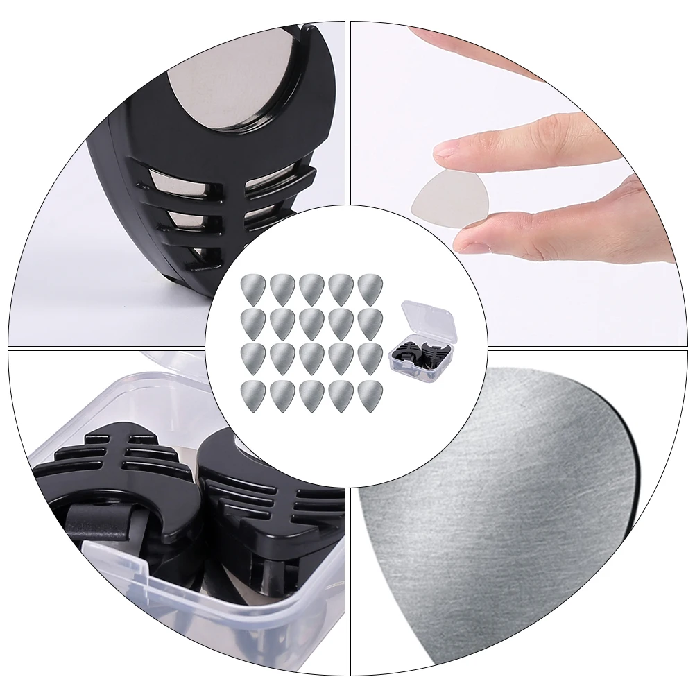 

1Set Guitar Pick Set Stainless Steel Picks Storage Box Portable Guitar Accessories Stainless Steel Picks