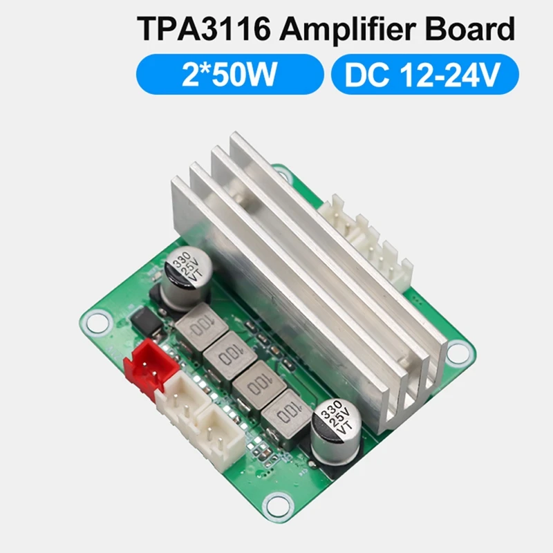 TPA3116 Stereo Audio Amplifier Board TPA3116D2 50W&50W Dual Channel Digital Power Amplifier Module DC12-24V