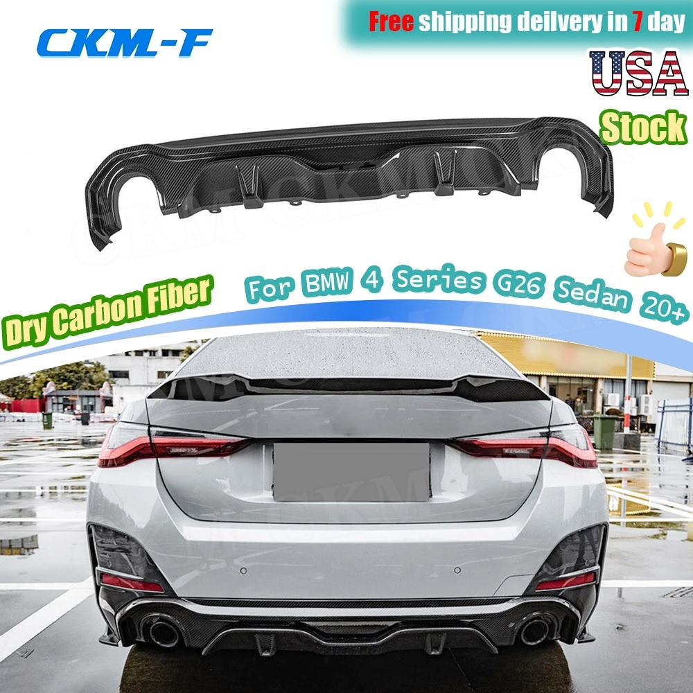 

Задний диффузор, спойлер из настоящего сухого углеродного волокна для BMW 4 серии G26 M Sport Sedan 2020+, диффузор заднего бампера, аксессуары для губ