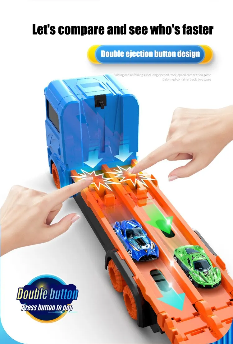 Children's Toy Deformation Catapult Truck Alloy Car Model Folding Storage Transport Vehicle Gifts