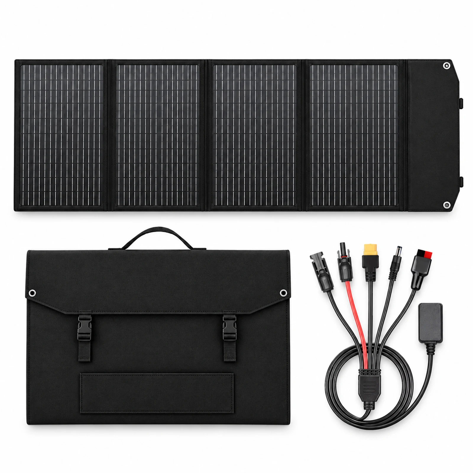 Pannello Solare Pieghevole 200W Caricatore Solare Compatibile con Stazione di Alimentazione Portatile per Campeggio all'Aperto, Camper, Alimentazione Domestica, Giardino, Tetto