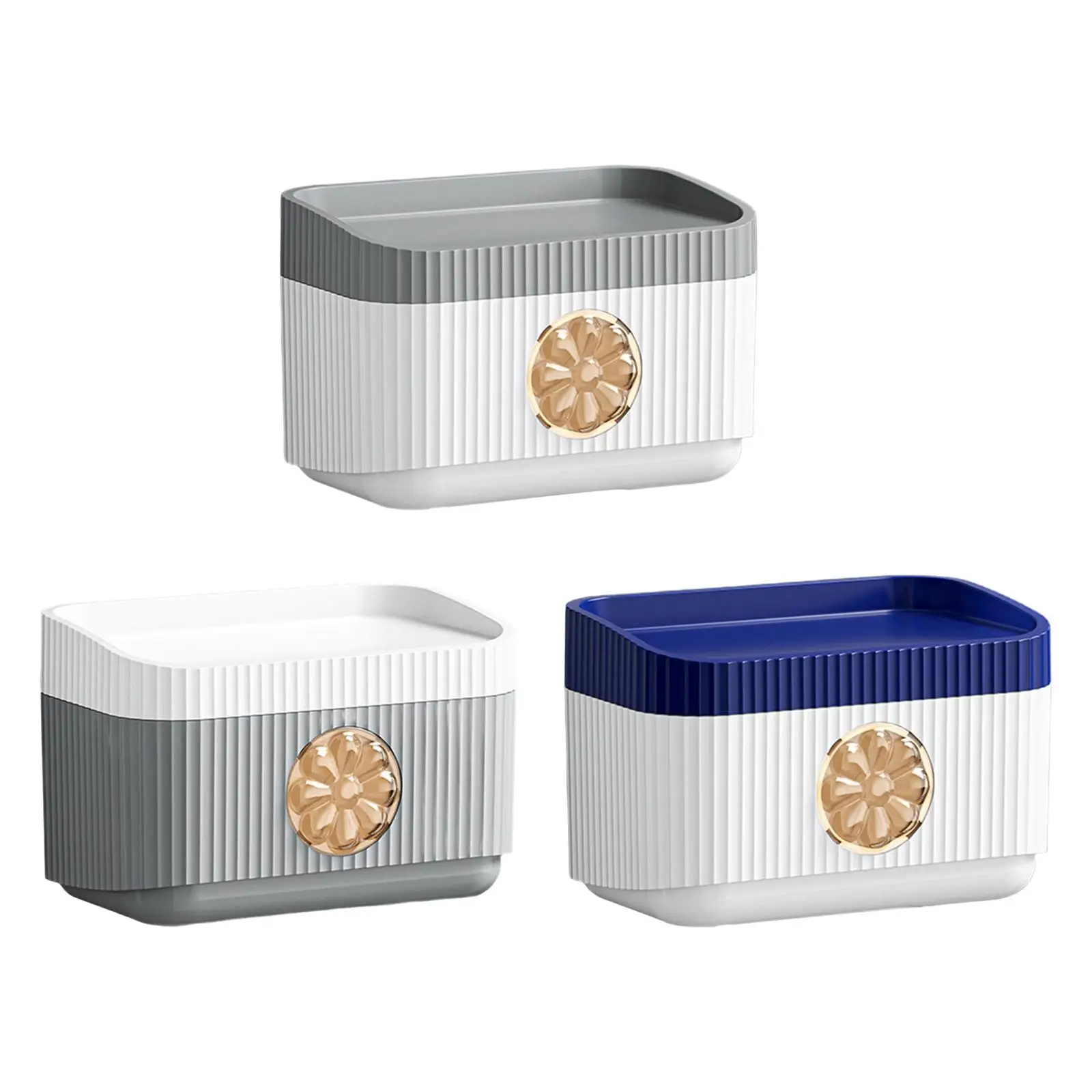 Adhesive Toilet Paper Storage Box Wall Hanging Tissue Dispenser with Shelf for Bathroom Kitchen Shower Room Use