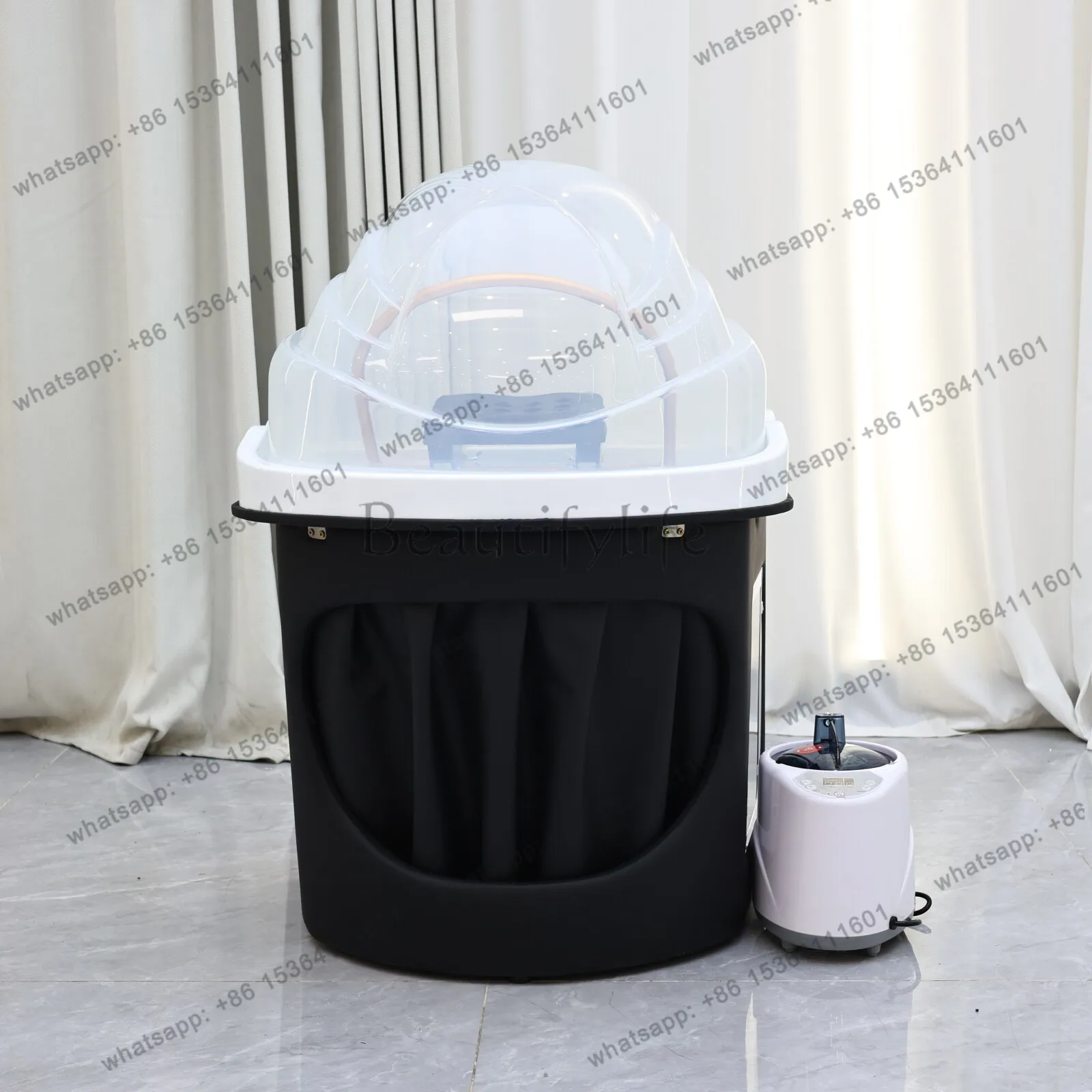 Heating Head SPA Water Circulation Shampoo Basin Hair Wash Salon Device with Fumigation Machine & Cover