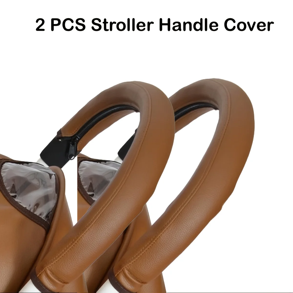 2PCS YOYO Babyzen Pushchair Compatible Luxury Faux Leather Stroller Armrest Cover - Removable, Protective Handlebar Accessory