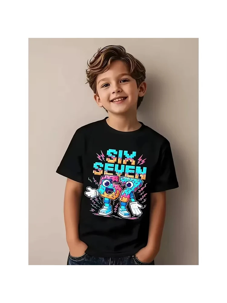 Kids Donut Drip SIX SEVEN 67 Graphic T-Shirt, Soft Cotton, Fun Wear for Boys & Girlsdf0131