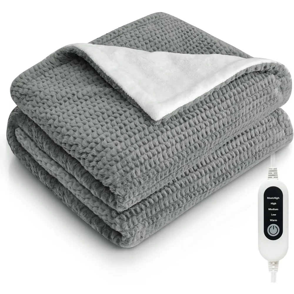 

50x60 Electric Heated Throw Blanket with 5 Heat Settings, Auto-Off, Soft Fleece for Couch and Bed