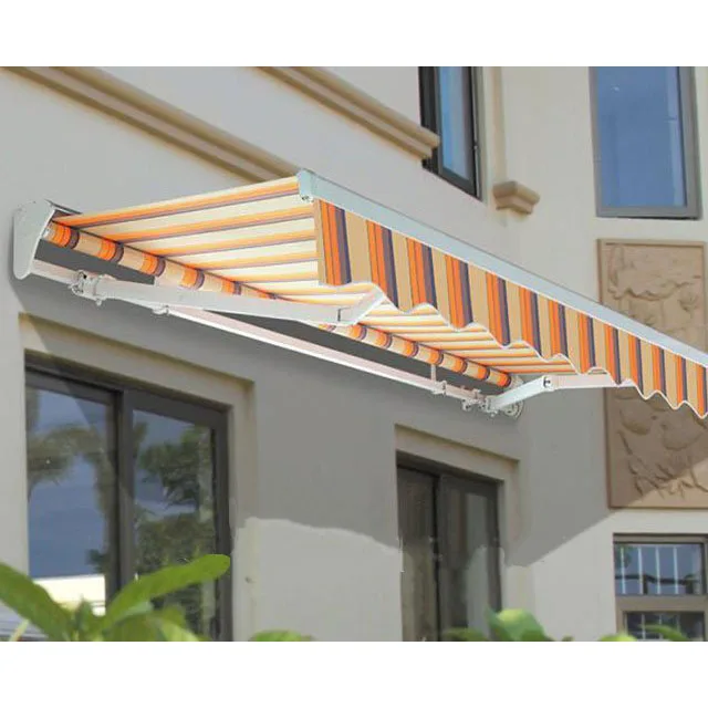Garden or Terrace Sun Rain Protect Retractable Foldable Chain Arms Awning