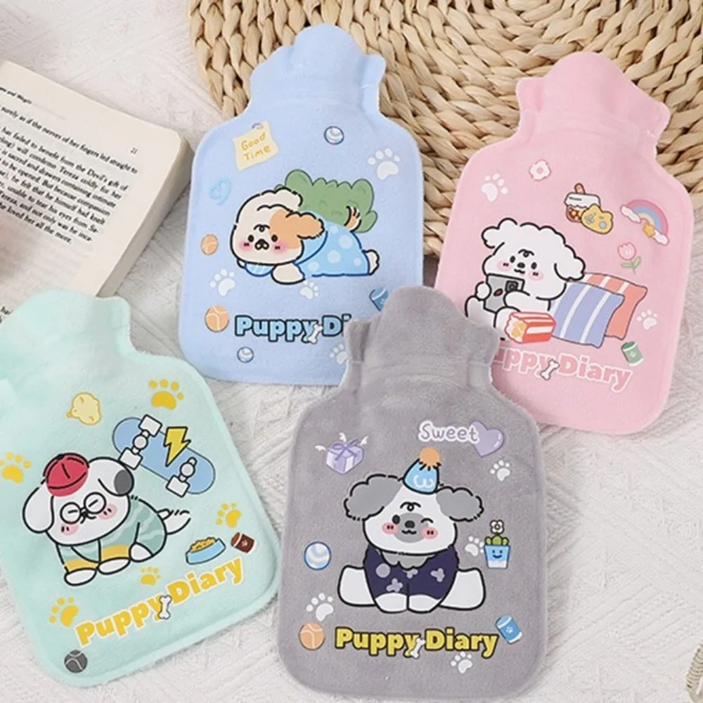 Soft Furry Plush Hot Water Bottle Cartoon Portable Student Hand Warmer 200ml Dog Rabbit Mini Hot Water Bag Winter Supplies