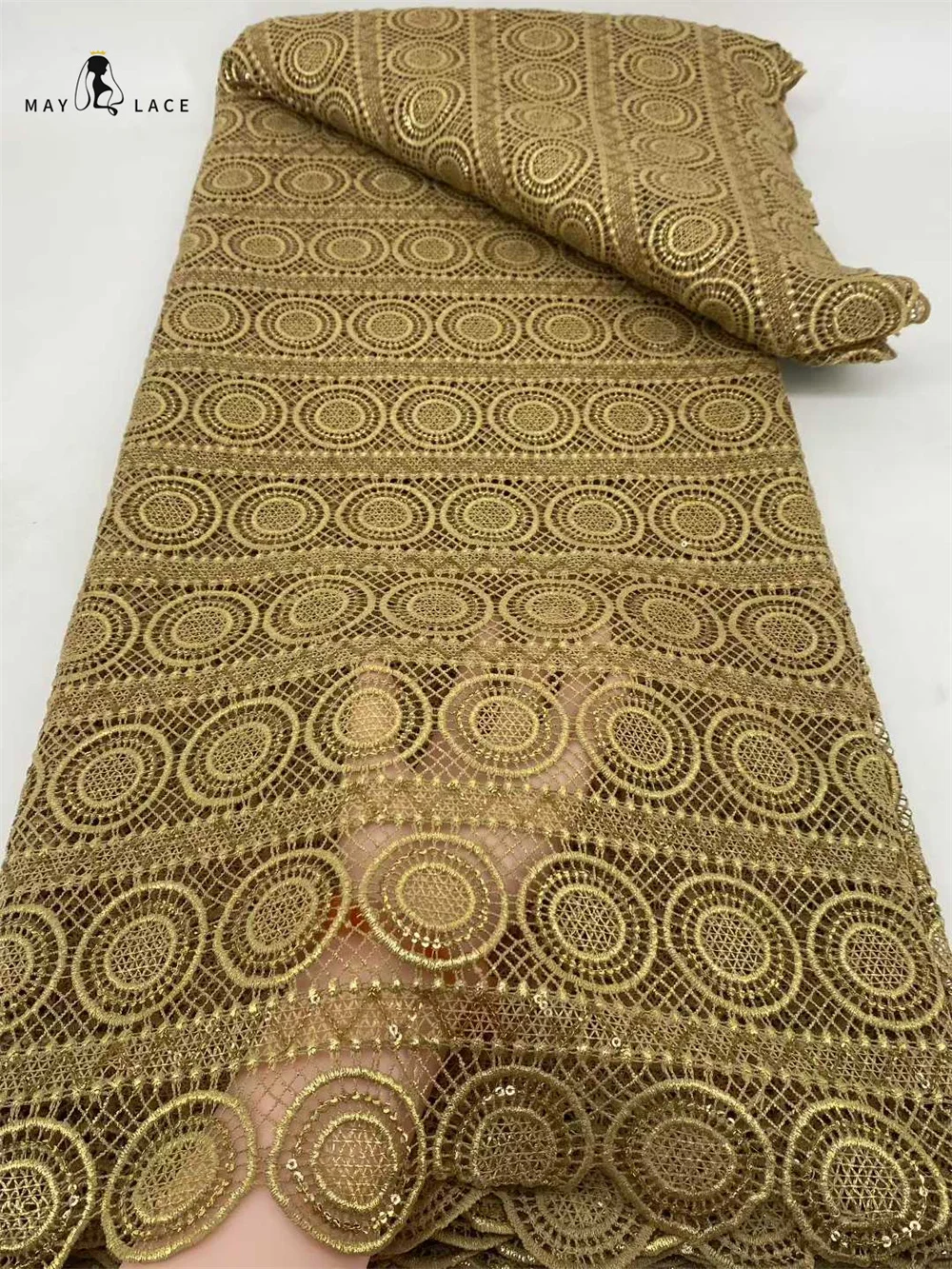 

African Water Soluble Lace Fabric Embroidery 2025 High Quality hot stamping Lace Fabric Nigerian For Sewing Wedding Party Dress