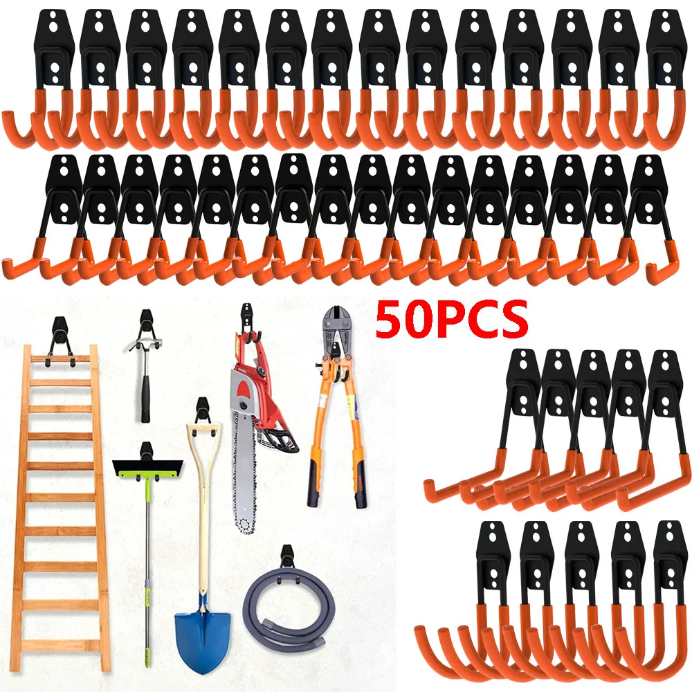 40PC storage hook ladder garden tool heavy-duty metal hook garage manager wall mounted bicycle hook wall mounted anti-skid