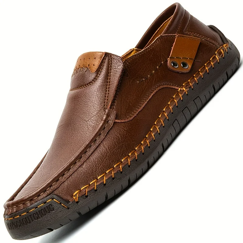 

PLUS SIZE Stitching Split Solid Loafers, Breathable Lightweight Slip On Casual Shoes For Outdoor Walking Driving