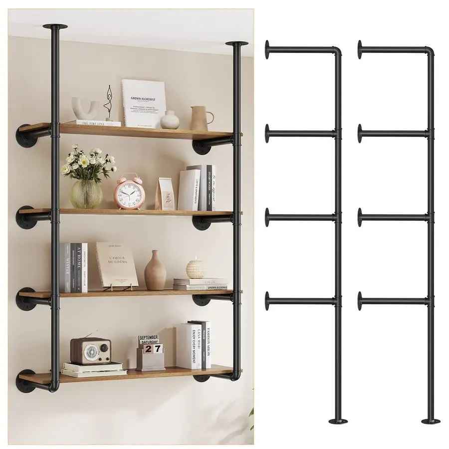 

Industrial Iron Pipe Shelf Wall Mount, Farmhouse DIY Open Bookshelf, Pipe Shelves for Kitchen Bathroom, bookcases Living Room St