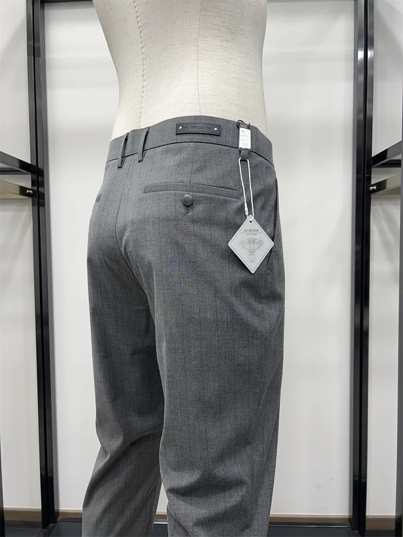 

Мужские повседневные брюки Non-Saints Busin, зауженные, в полоску, тонкие, не требующие глажки, длинные, весна-лето, новинка