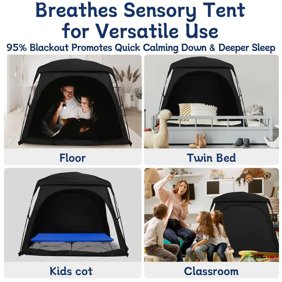 خيمة حسية معتمدة للأطفال الذين يهدئون أثناء النوم، تعتيم، مقاس كبير ومتعدد الاستخدامات يناسب سرير مزدوج الطابق، طفل صغير