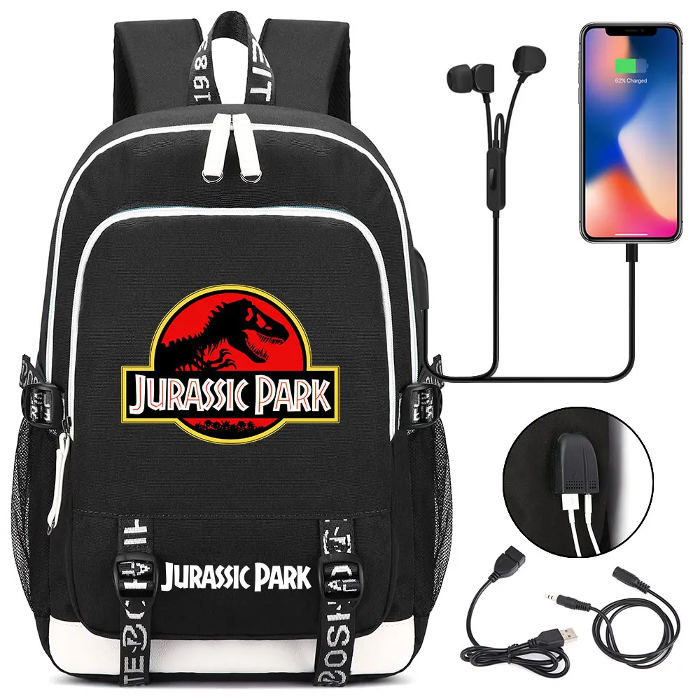 HOT sale Jurassic Park World backpack multifunction USB charging Travel bag for teenagers Boys Girls Student School Bags