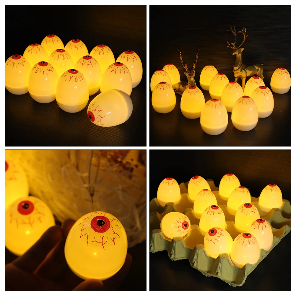 

12Pcs 4d Eyeball Lamp Yellow Light Halloween Decorative Night Lamp Horror Party Supply Desktop Flameless LED Lights