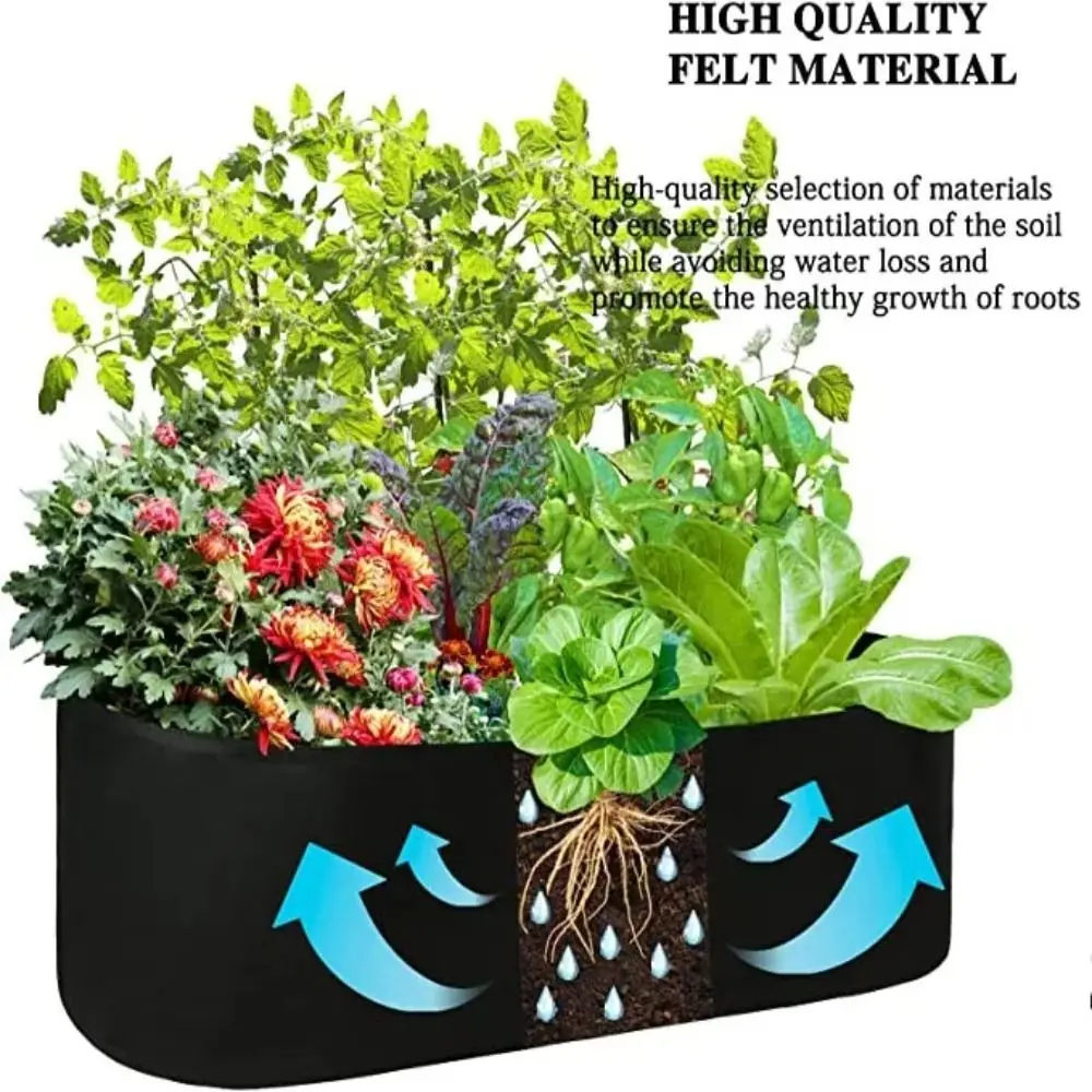 

Durable Felt Garden Planting Bag with Handles Multi-size Planting Nursery Pot Garden Tools Rectangle Planting Container Outdoor