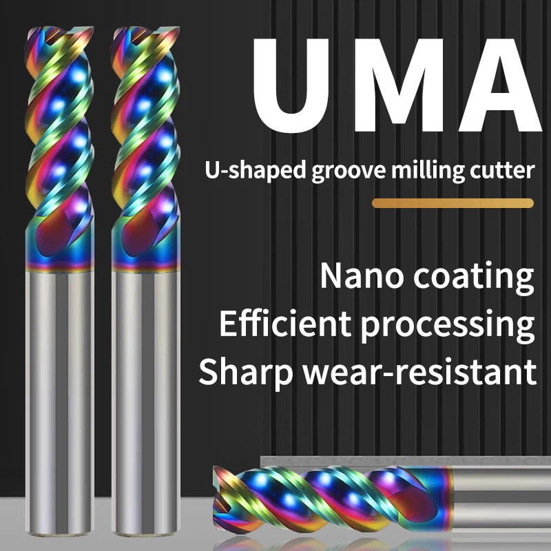 WALTETAP U สล็อตคาร์ไบด์ Endmill HRC65 3 ขลุ่ย DLC เคลือบทังสเตน Steen Milling CUTTER 4 มม.6 มม.8 มม.10 มม.12mm CNC เครื่องมืออลูมิเนียม