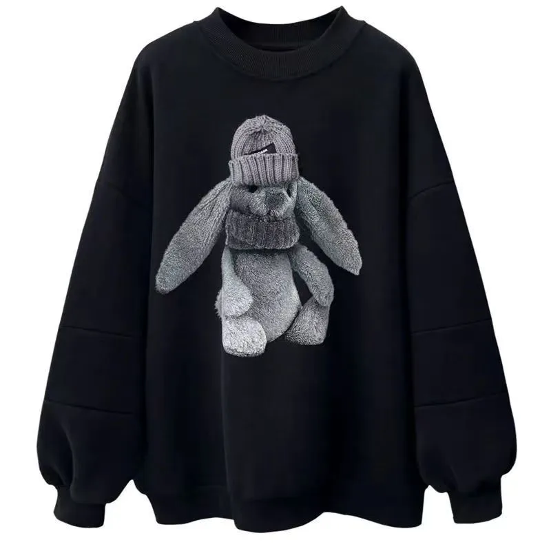 Fashion Sweatshirt Women Harajuku Cute rabbit Pattern Cartoon Print Casual Loose Tops Female Harajuku Hoodies Woman\'s clothing