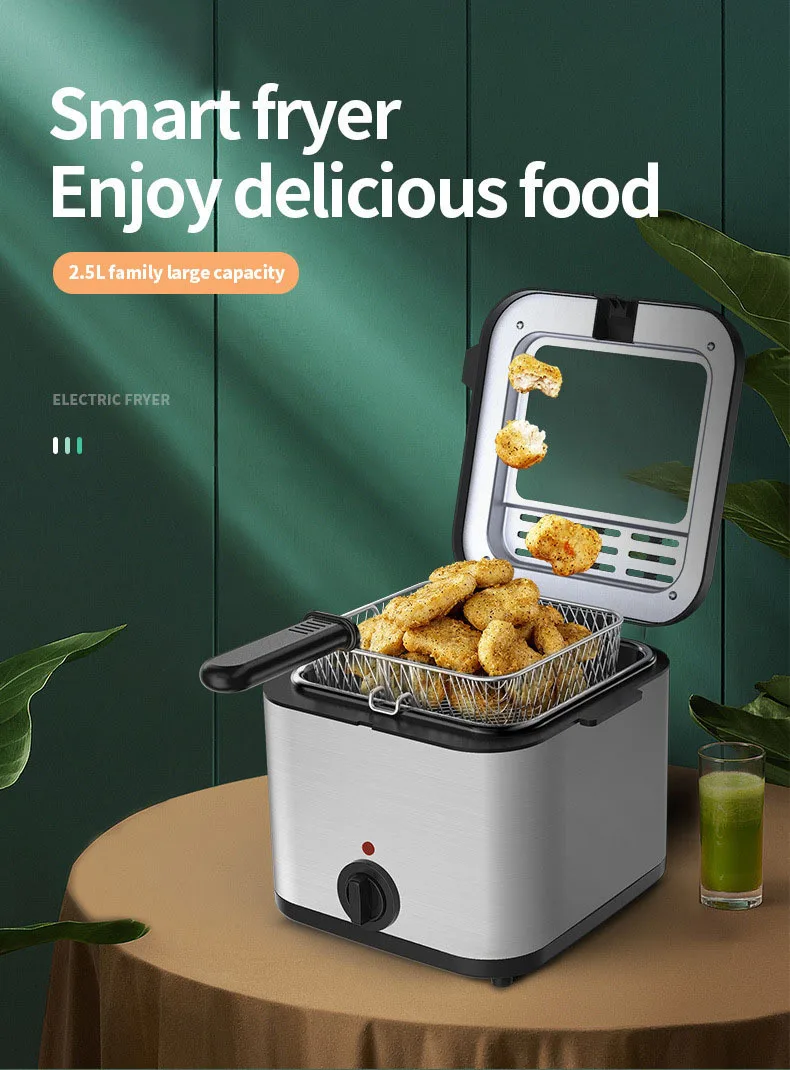 Бытовая квадратная фритюрница, электрическая фритюрница, куриные отбивные из нержавеющей стали, картофель фри