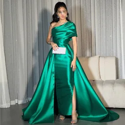 Smileven Green Evening Dress Prom Dresses One Shoulder Saudi Arabia Sleeveless Formal Evening Party Gowns 2024 With Train