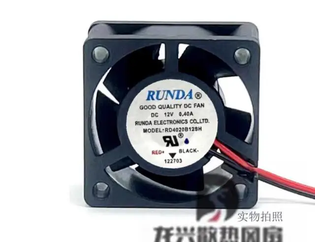 RUNDA RD4020B12SH DC 12V 0.40A 40x40x20mm 2-Wire Server Cooling Fan