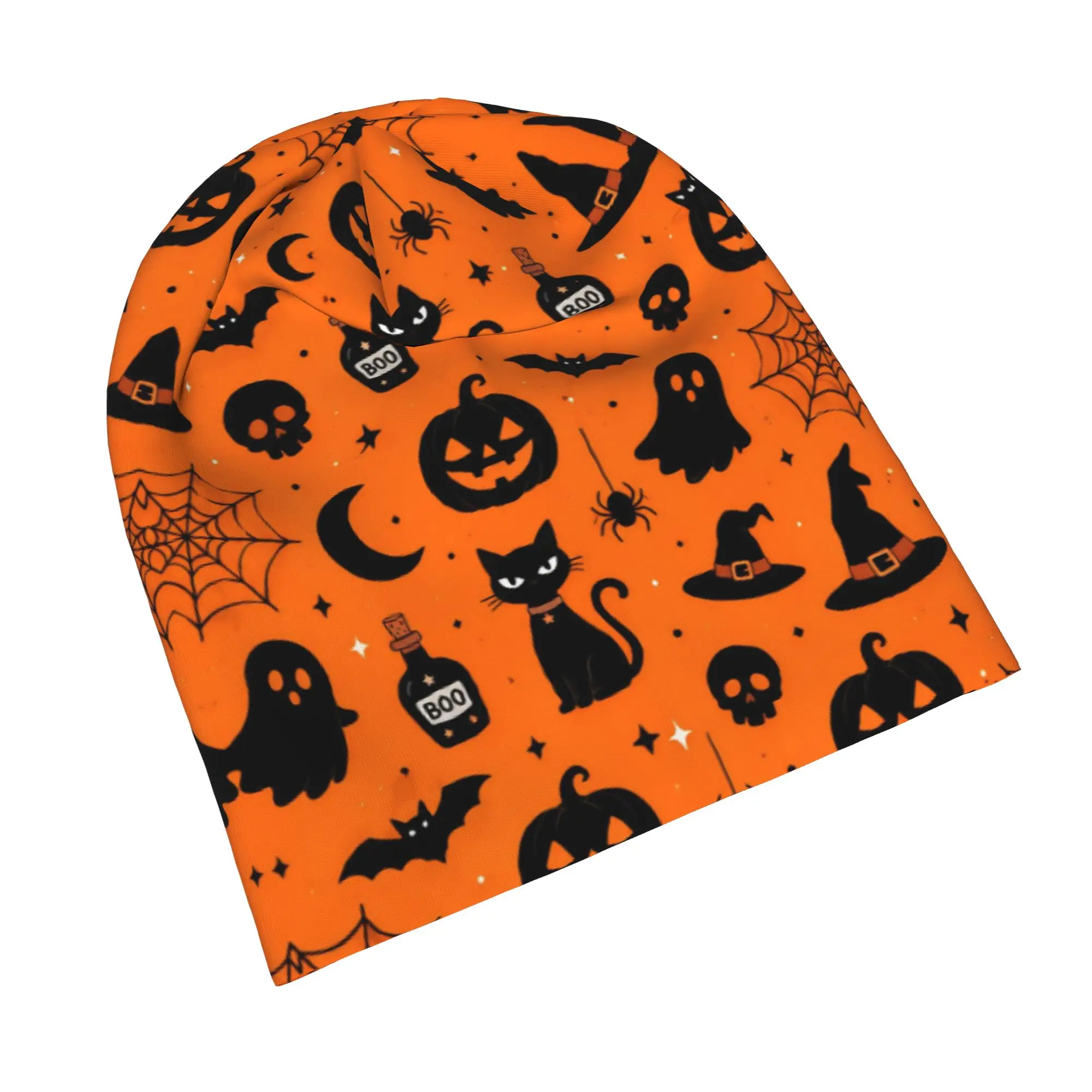 Halloween Ghost Pumpkin Spooky Trick Or Treat Witch Beanie Cap for Men Women Streetwear  Beanies Hat for Gym Workout