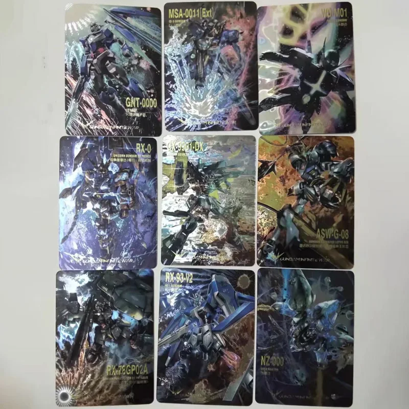 Gundam guerra infinita cartões flash coleção completa 1-8 volumes diy folha holográfica cartões de negociação presente para edição de colecionador
