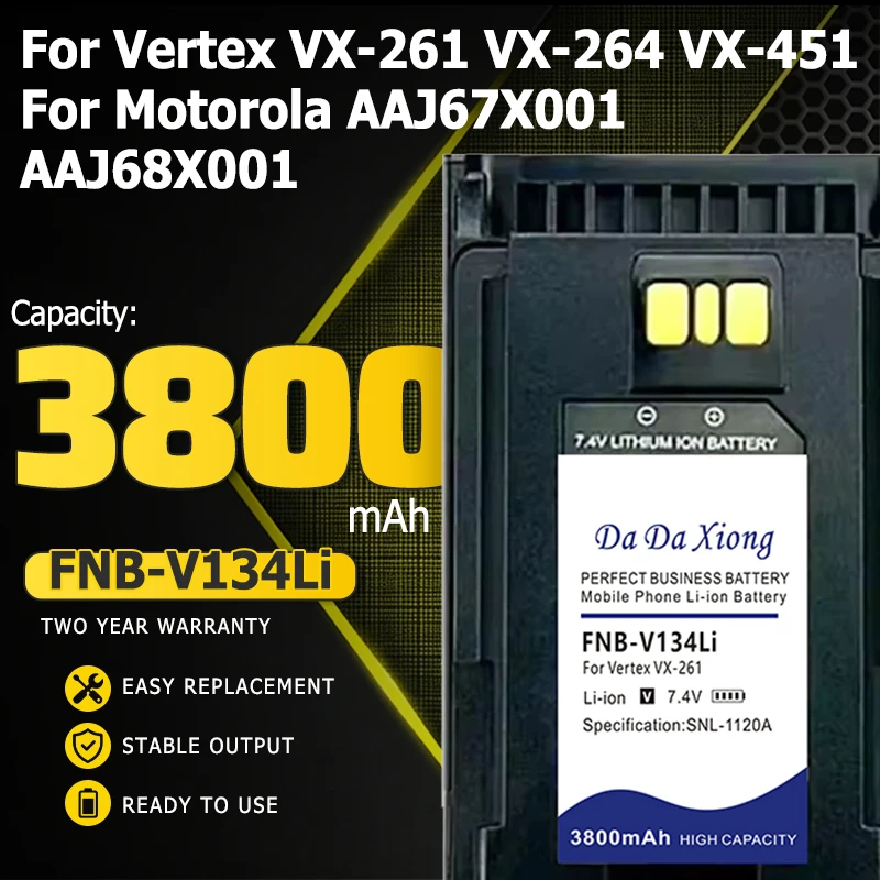 New FNB-V134Li 3800mAh Two Way Radios Battery for Vertex VX-261 VX-264 VX-451 For Motorola AAJ67X001 AAJ68X001 Batteries
