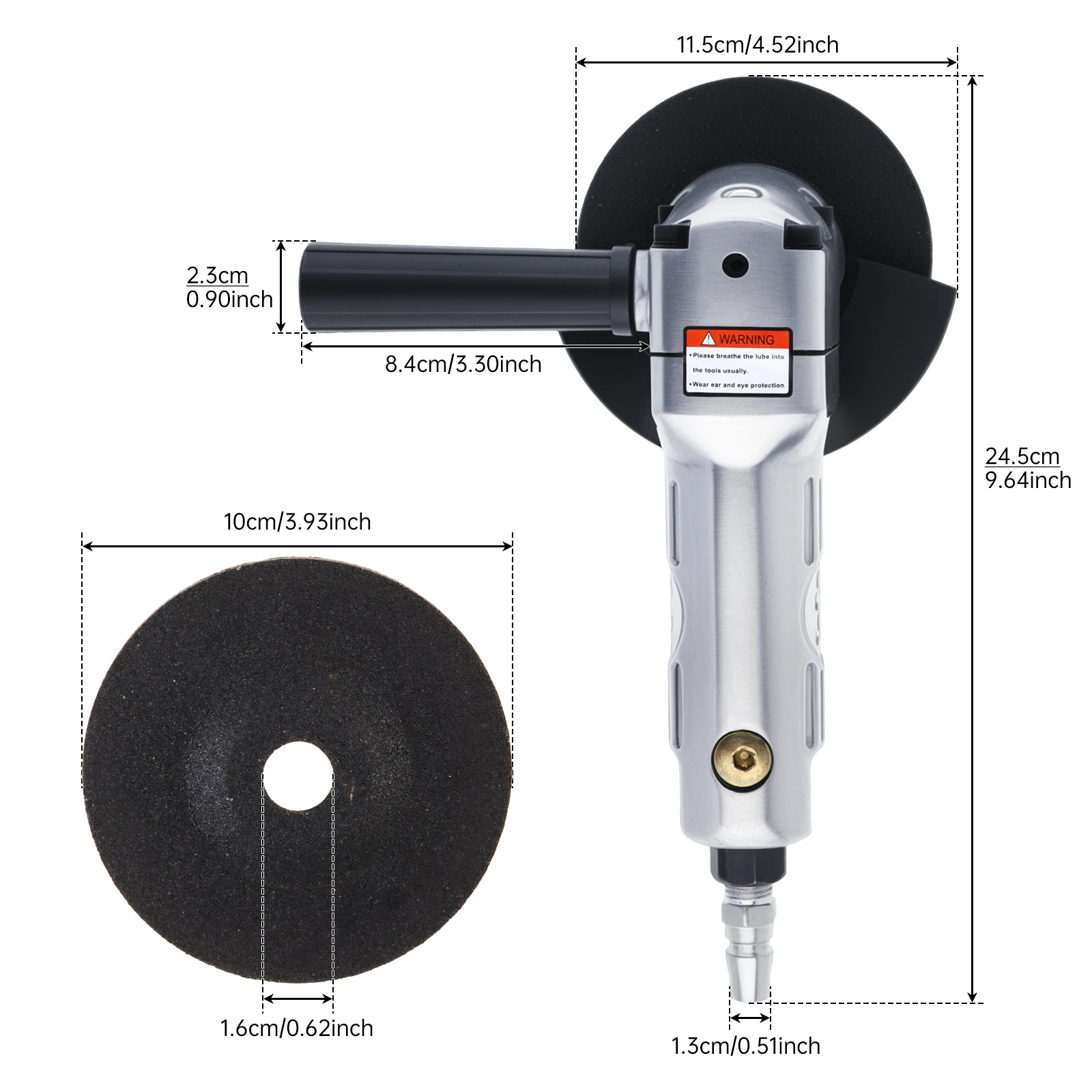 TORO-6040 4 Inch High-speed Pneumatic Angle Grinder for Machine Polished/Cutting Performance with Disc Polished Piece&PVC Handle