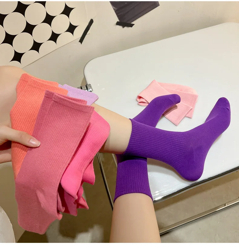 1 Paar Damensocken, rot, weiß, schwarz, Söckchen, atmungsaktiv, sportlich, bequem, einfarbig, Baumwolle, Bodensocken für Mädchen, Strumpfwaren – Detail 8